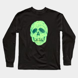 Silver Shamrock Skull (Neon Green) Long Sleeve T-Shirt